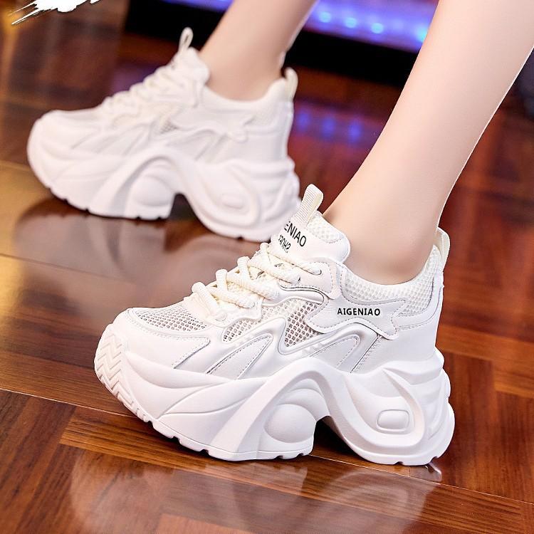 Dad Shoes Women's Summer Thin Breathable Mesh Sneakers with Thick Soles Within 8 Cm