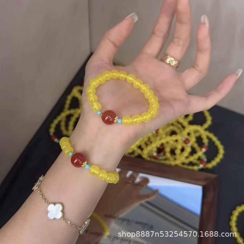 Natural 7A Yellow Agate Double Wrap Beaded Bracelet for Women - Handmade Gift