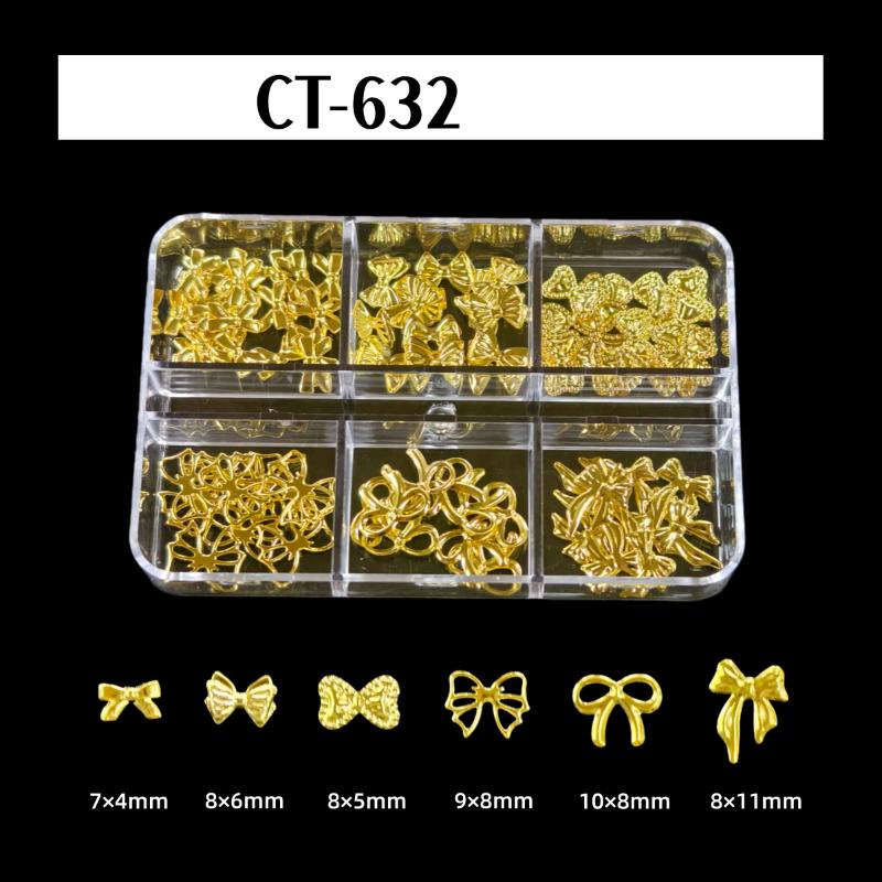 6Grids 3D Metal Stars Bowknot Butterfly Nail Art Charms Gold/Silver Starlight Rivets Nails Decorations Manicure Sequins Accessor