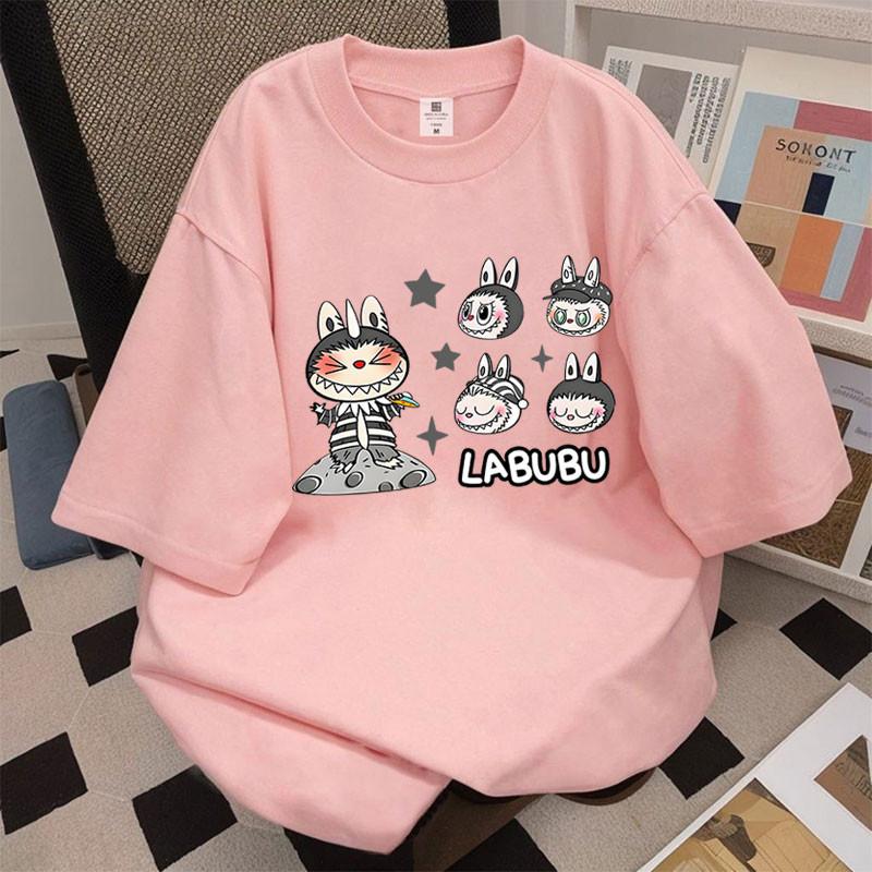 

Popular LABUBU Short Sleeved T-shirt for Women, Summer Fashion Versatile Top, Casual Women s Clothing M