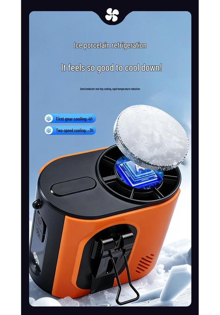 Portable Mini Waist Fan with Ice Pack & LED Light for Outdoor Use