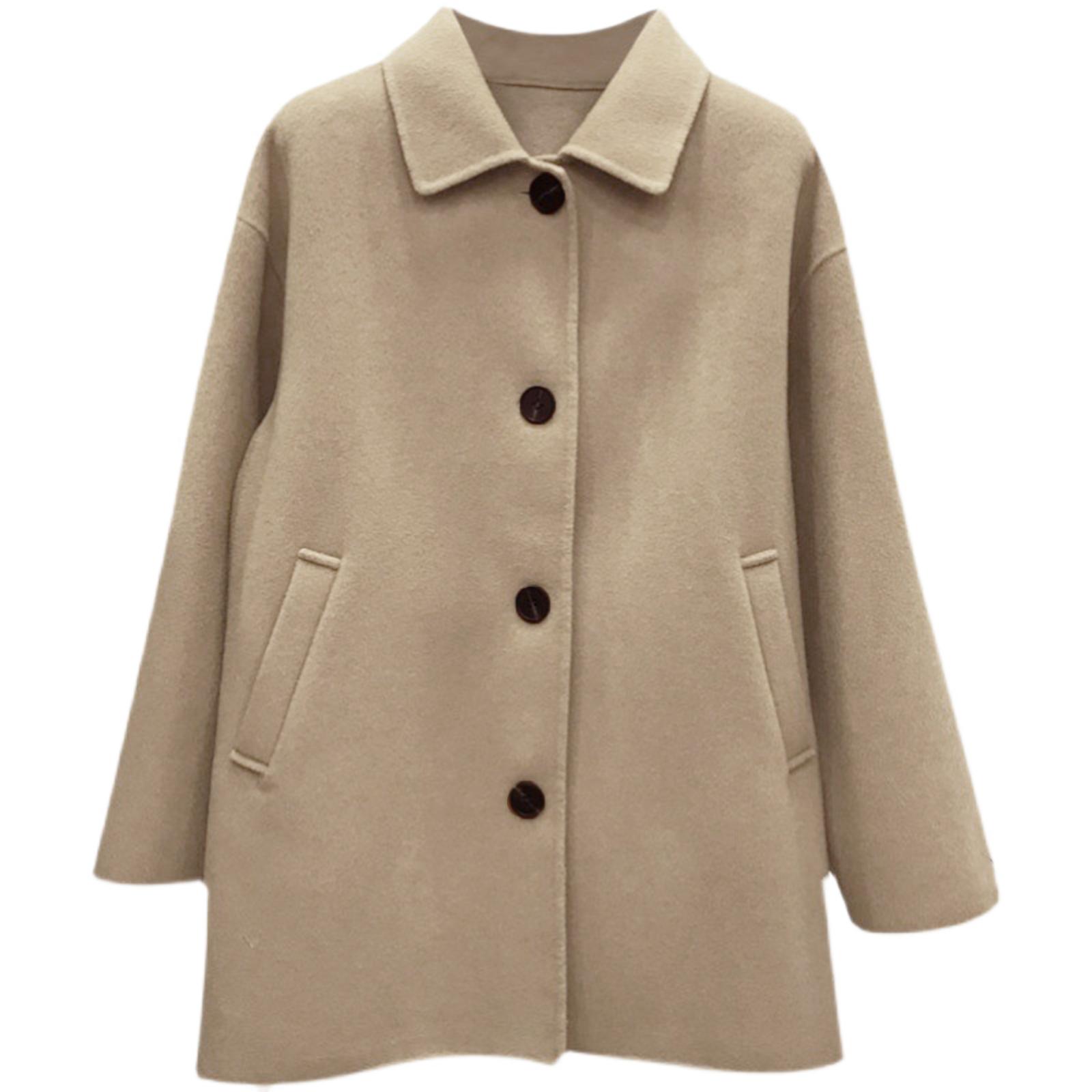 

Women s Loose And Comfortable V-neck Long Sleeved Solid Color Thick Coat Jacket XL