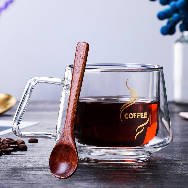 Набор цветных двустенных бокалов-кружек из боросиликатного стекла для кофе с блюдцами, термостойкое стекло для горячих и холодных напитков 301-400ml