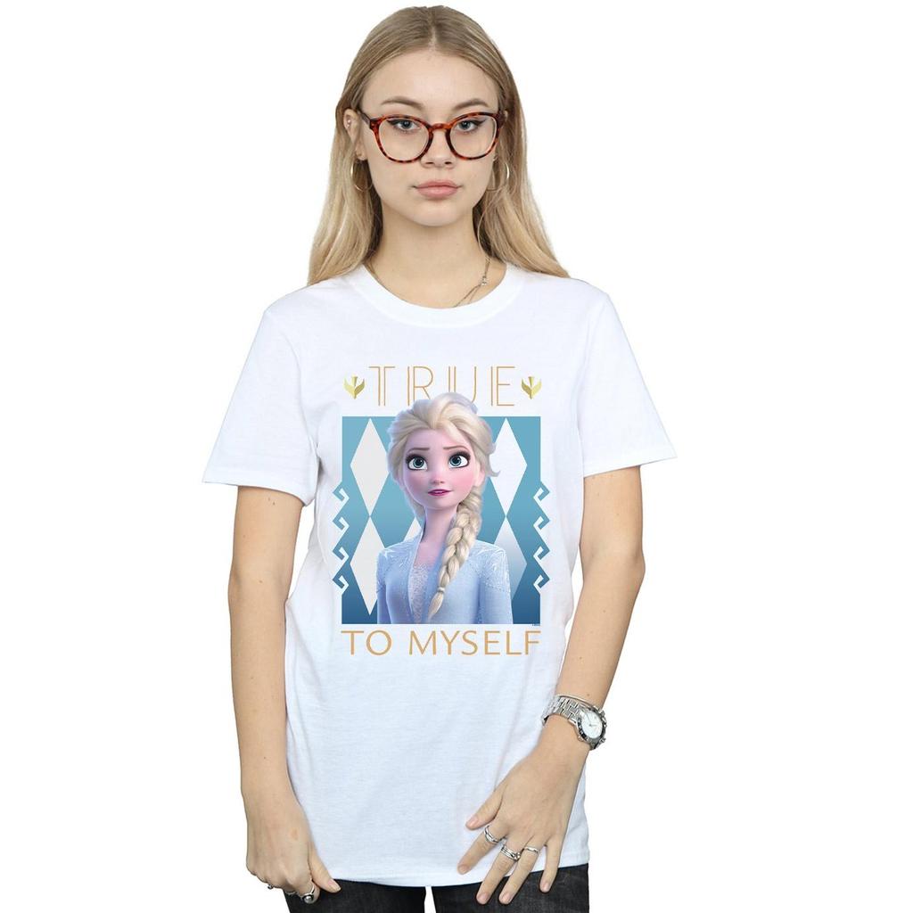 Disney Womens/Ladies Frozen 2 Elsa True To Myself Cotton Boyfriend T-Shirt