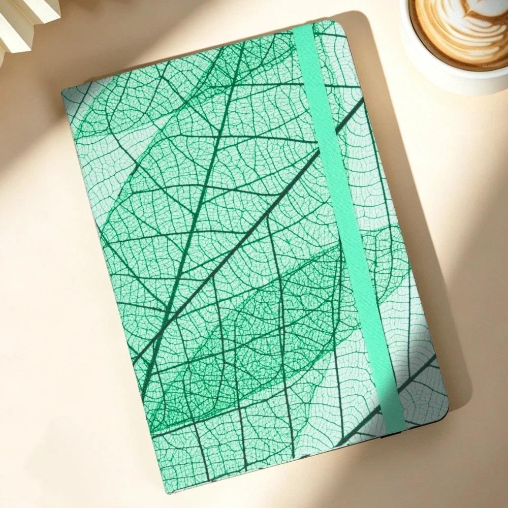Soft Cover A5 Leaf Vein Notebook Elastic Band Pocket Diary Cloth Notebook  Business Use