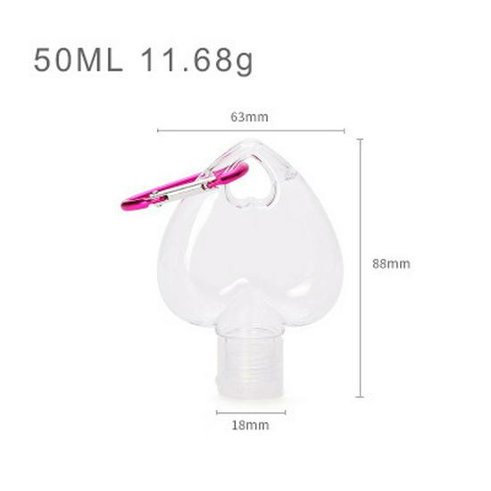 50ml Heart-shaped Hook Bottle for Hand Sanitizer, Gel, Lotion, or Alcohol Spray