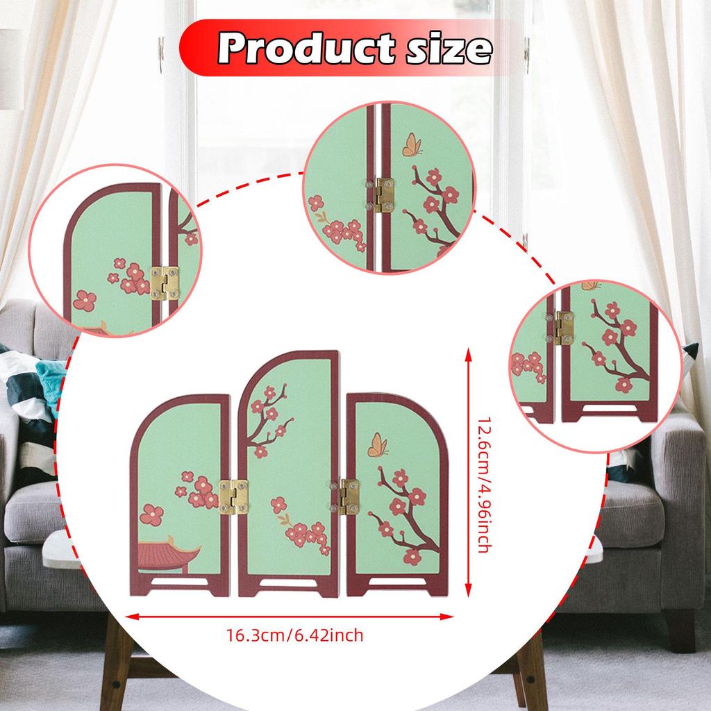 Decorative Screen Table Decor Craft Art Panel Mini Folding Screen for Dining Room Countertop Fireplace Entrance Cabinet Bedroom