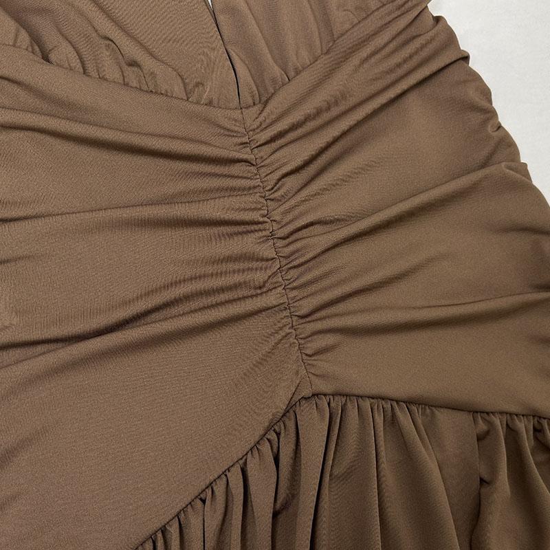 Women Summer Casua Halter Backless High Splice Solid Color Evening Party Dress
