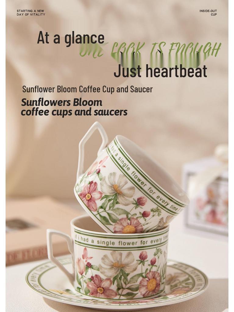Handmade Ceramic Sunflower Blooms Tea and Coffee Cup Set