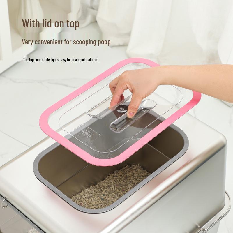 All-Steel Enclosed Stainless Cat Litter Box, Odor & Splash Proof, Extra Large
