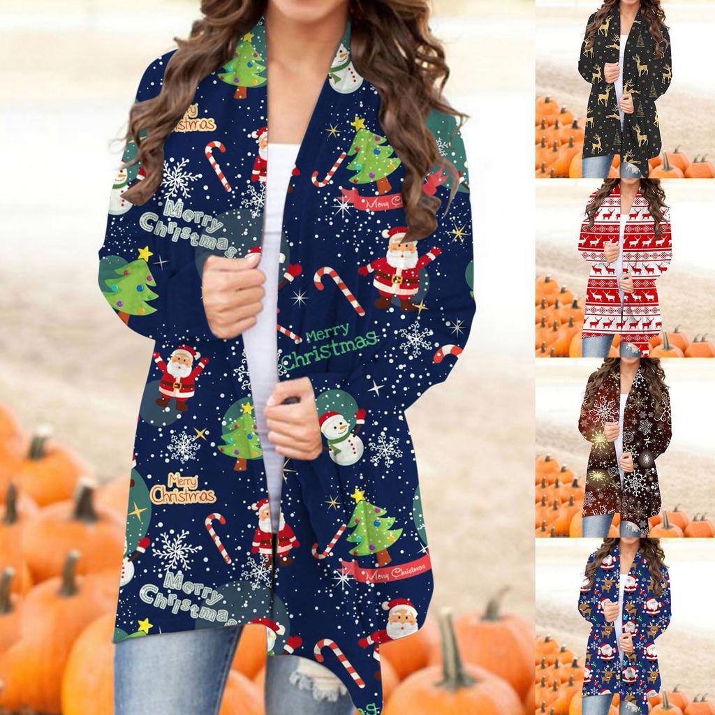 Women's Cardigan Coat,Christmas Cardigan Open Front Long Sleeve Sweater Coat Casual Jacket