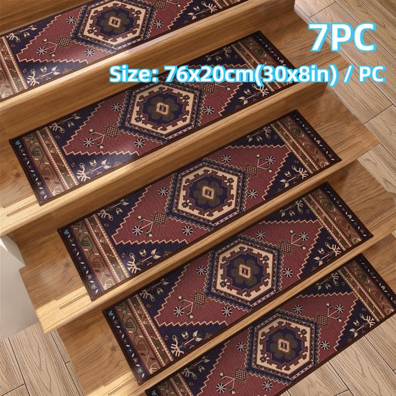 Persisches Retro-Blumenmuster Treppenmatte Dekoration Haus Rutschfest Selbstklebend Treppenmatten 7 Stück 15 Stück Maschinenwaschbar Stufenmatte
