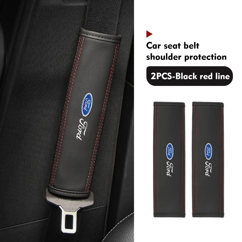 JQOZ8 Leather Seat Belt Shoulder Cover Trim Edge Three Color Anti‑Scratch For Ford Fiesta Ranger Mondeo Escape Ecosport Fusion
