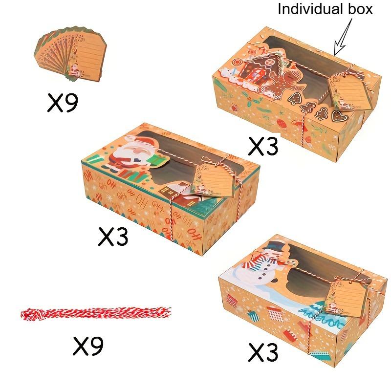 27pcs/set Christmas Gift Boxes with Clear Window - Festive Kraft Paper Packaging Containers for Various Presents, Cookie Box