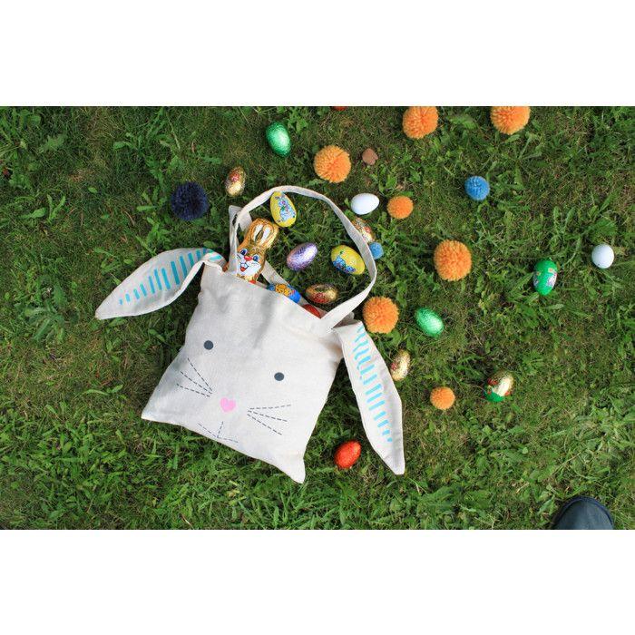 Mini tote bag Lapin en coton, 25 x 25 cm