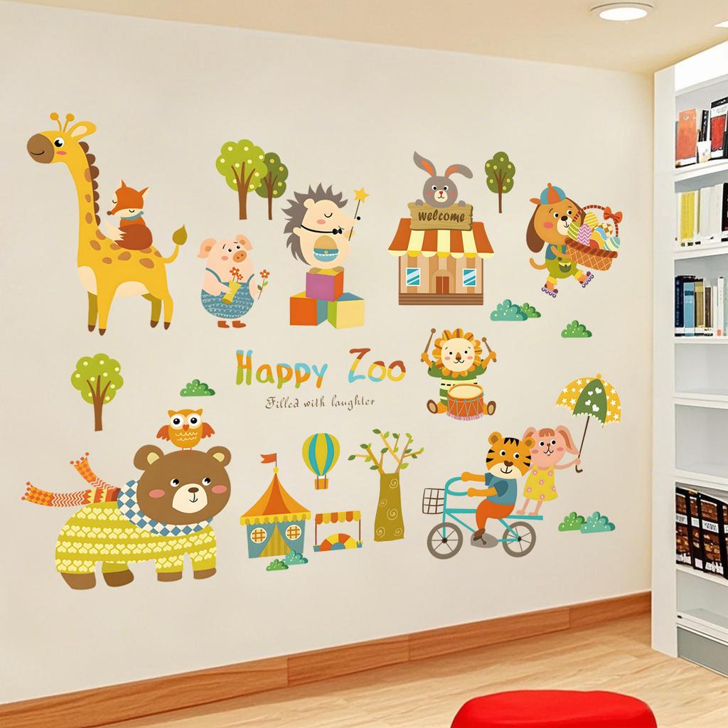 Kids Room Wall Stickers Cartoon Nursery Decoration Self Adhesive Removable Decor for Kindergarten Baby Bedroom Classroom