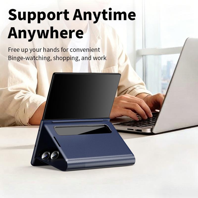 Étui intelligent en cuir pour Samsung Galaxy Z Fold 8 Fenêtre de visualisation large Écran tactile Coque à rabat Fundas pour Fold 8 Étui anti-chute