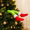 Einzigartige hängende Weihnachtsdekorationen 2 Stück Grüne Elfen-Autobein-Dekoration, Plüsch mit langen Haaren Büro-Feiertagsparty-Dekoration für Zuhause Kamin