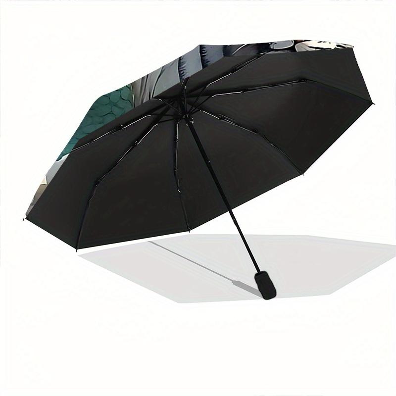 1pc Turquoise Dragon and Snow Tipped Tiger Soaring Through Clouds Automatic Opening and Closing Umbrella - Suitable for Various Occasions, Portab