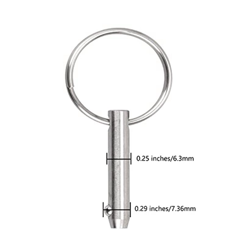

M63K-Marine Quick Release P Bimini Top P, Diameter 1/4In(6.3Mm), Overall Length1.5In(38Mm), ble Length(25.4Mm) Silver 4 PCS