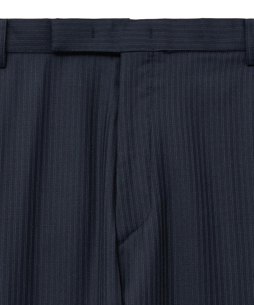 NOIRER Wool Stripe One-Pleated Wide Slacks (Navy)