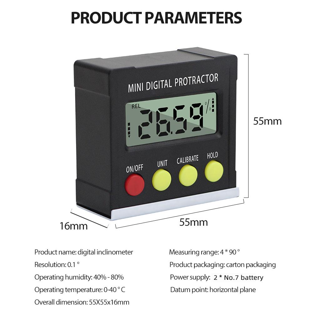 Panoramic Angle Gauge Mini Digital Protractor 360° Electronic Level Box Inclinometer Angle Gauge Magnetic Base Measuring Tools