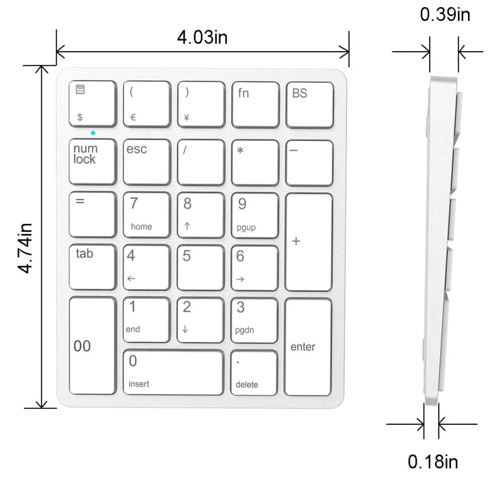 2,4G numerická klávesnice Bezdrátová numerická klávesnice 26 kláves Přenosná mini numerická klávesnice Finanční účetnictví Dobíjecí numerická klávesnice
