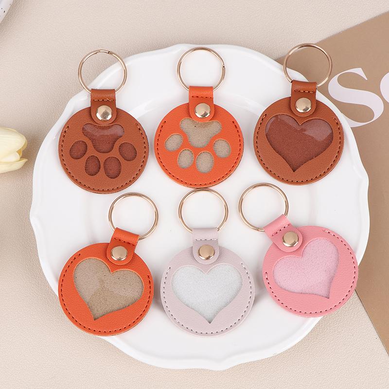 1Pc Pet Hair Storage Bag Keychain Leather Cat Paw Heart Love Keyring Diy Memorial Gift Key Chain Cat Dog Fur Container Pendant