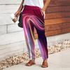 Women Abstract Printing Pants Lace Up Elastic Waist Loose  Trousers Casual Long Pants Trousers with Pockets