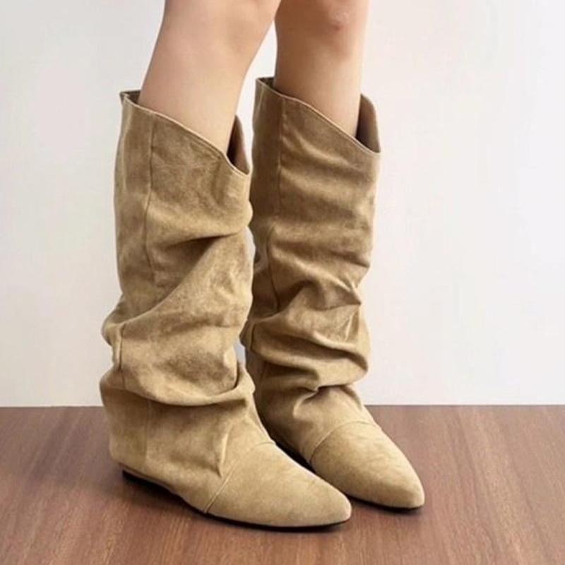 2026 new Knee High Women Boots Pointed Toe Flats Shoes Designer Winter Walking Boots Goth Casual Sport Shoes Chelsea Botas Mujer
