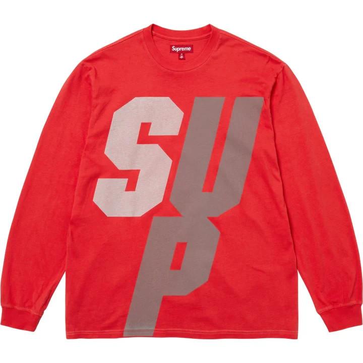 Красный топ Supreme с длинным рукавом и светоотражающими элементами S