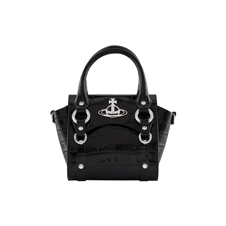 Vivienne Westwood Betty Metalen Logo Reli&euml;f Krokodillenpatroon Leer Mini Schouder Crossbody Tas Dames tassen Zwart 42010085L001HN401 Basic Set (Bag+Dust Bag)