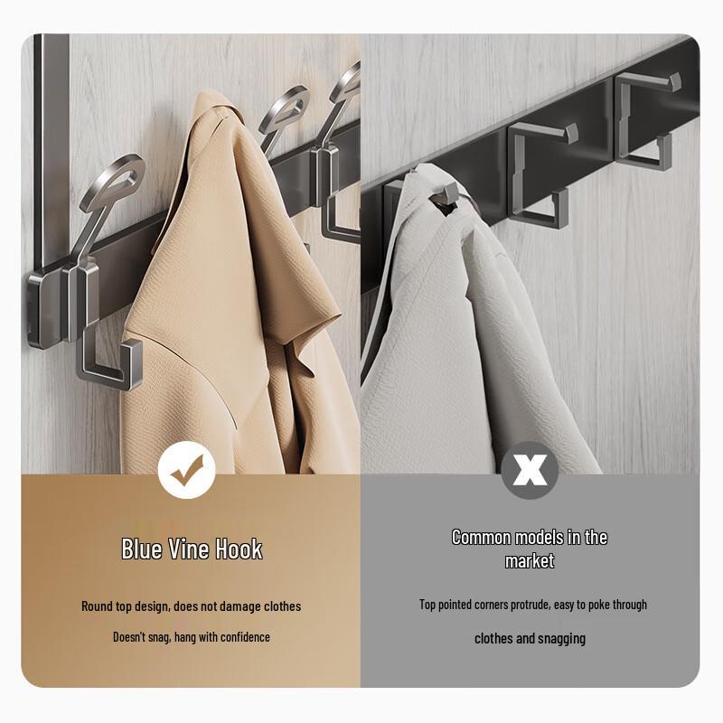 Punch-Free 8-Hook Over-Door/Wall Clothes Hanger with Storage