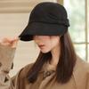 Hat Women's Autumn and Winter Bucket Hat Bow Big Head Circumference Big Face Suitable Warm Corduroy Cap Versatile