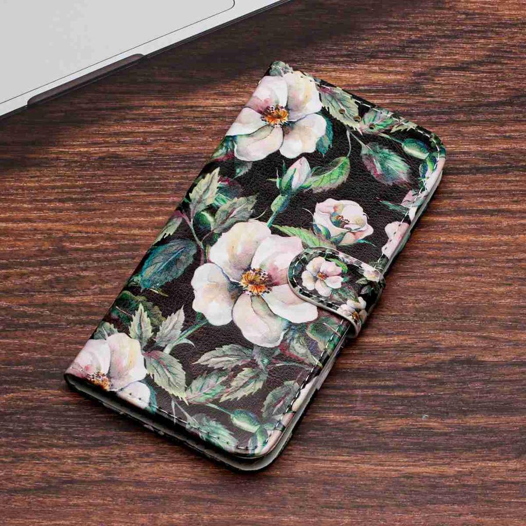 Camellia Pattern Shockproof Card Slots PU Leather Wallet Case for iPhone,Samsung,Huawei,Xiaomi,Moto,Tecno,Google,Nokia,Oppo,ZTE,Blackview...