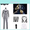 Michael Keaton Striped Suit For Halloween Wizard Cosplay Perfect For Stage Play