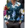 New Gold-plated Floral Print Men's Long Sleeved Shirt, Light Luxury Retro Court Style Shirt, Business Casual Trendy Top