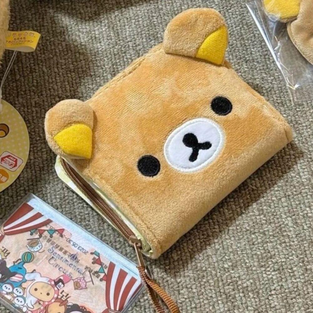 Cute Japanese-style Wallet Cartoon Teddy Bear Coin Purse Folding Portable ID Card Holder Friend's Gift