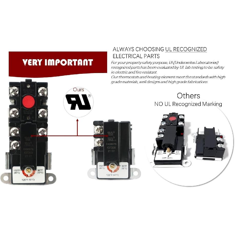 EWH-01 Electric Water Heater Tune-Up Kit, Includes Two Water Heater Thermostats, Two Water Heater Heating Elements - 4500W 240V, T-O-D Style