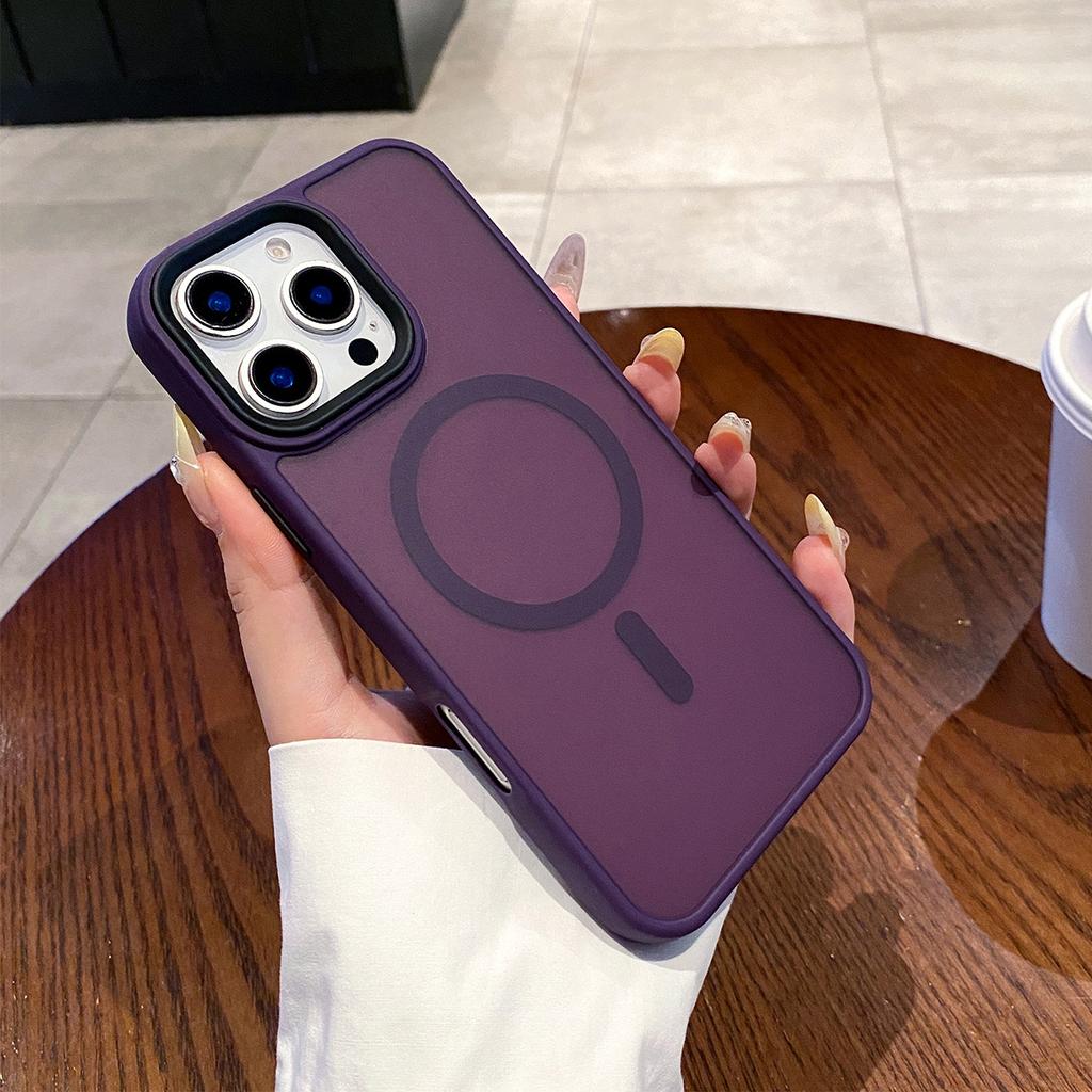 Black Frame Matte Skin Magnetic Phone Case Simple for Apple Phone Protective Case Cute Magsafe Protective Case