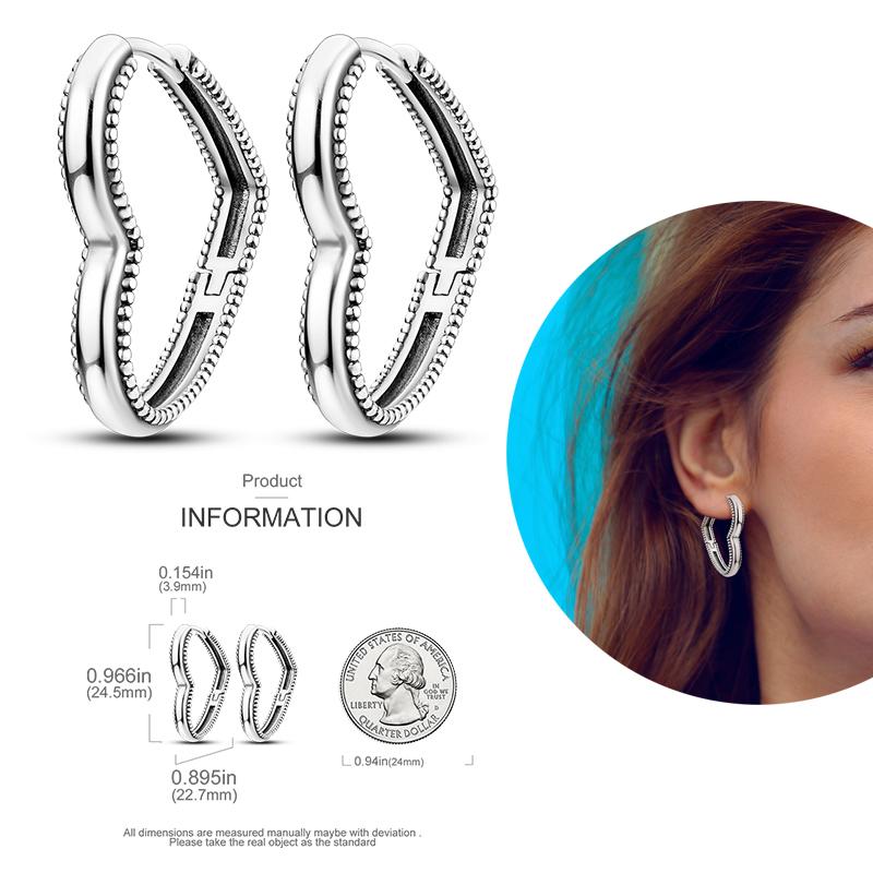 Silver Plated Women Hoop Earrings Fashion Pendientes Gift for Female Girl Sparkling Pave CZ U Heart Shape Star Moon Earring