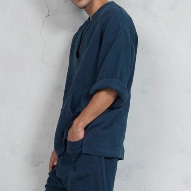 Premium Men's Long Sleeve Linen Shirt With Loose Fit For Casual Summer Comfort