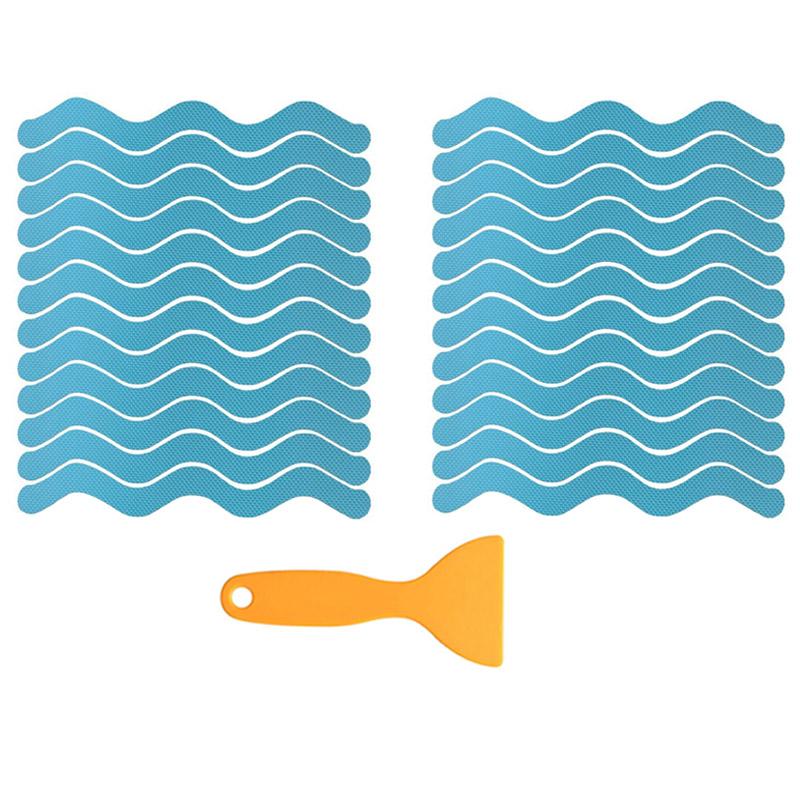 6/12/24Pcs Anti Slip Shower Stickers With Scraper Safety Bathtub Strips Adhesive Decal Waterproof  For Bath Tub Shower Stairs