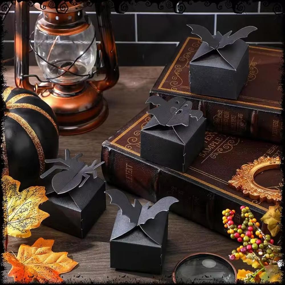 

24pcs Orange/Black Halloween Candy Gift Box Snack Packaging Bag Grocery Store