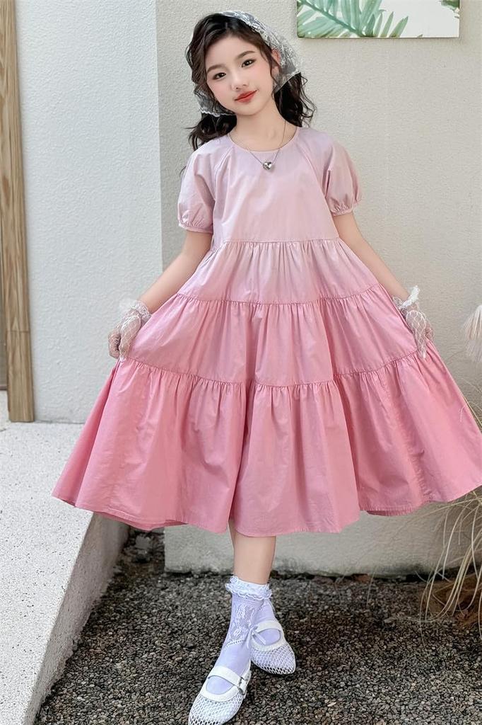 KOSIKINI Summer Casual and Everyday Cute Dress for Sizes 170 Junior Summer School Korean Korean Short Appa Girls' Dress, Wear, Girls, 120, 130, 140,