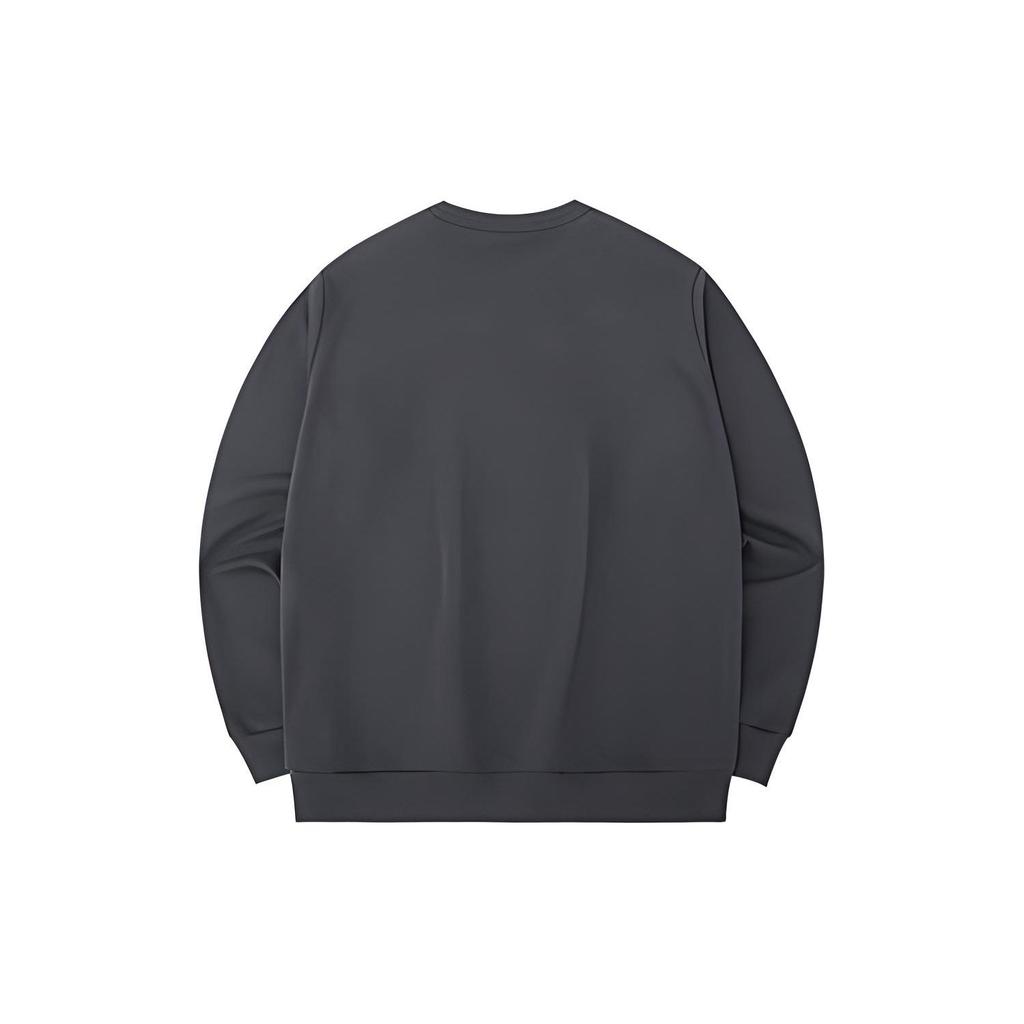 Anta FW22 Solid Color Logo Print Crew Neck Sweatshirt Unisex Tops Grey 952238721-4