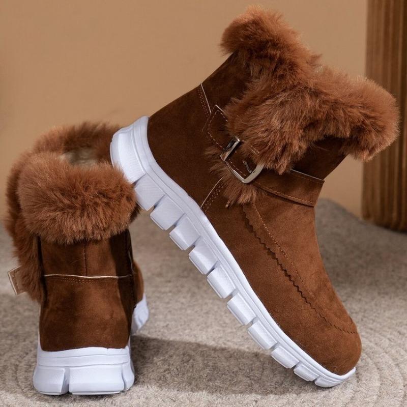 Large Size Snow Boots for Women's Autumn and Winter New Flat-bottomed Warm Outer Cotton Shoes for Women