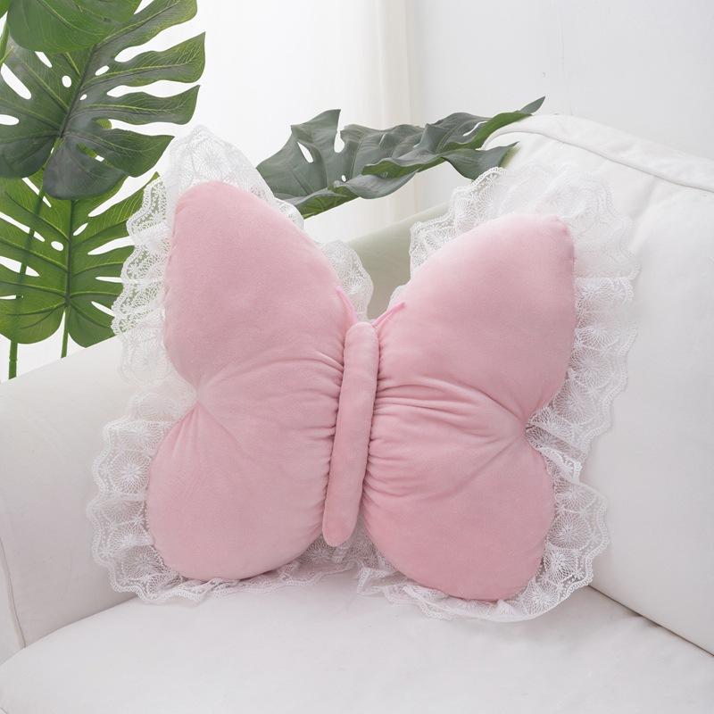 Simulated Lace Butterfly Pillow for Girls' Home Bedroom Sofa Cushion Pillow Sleeping Pillow Ornament