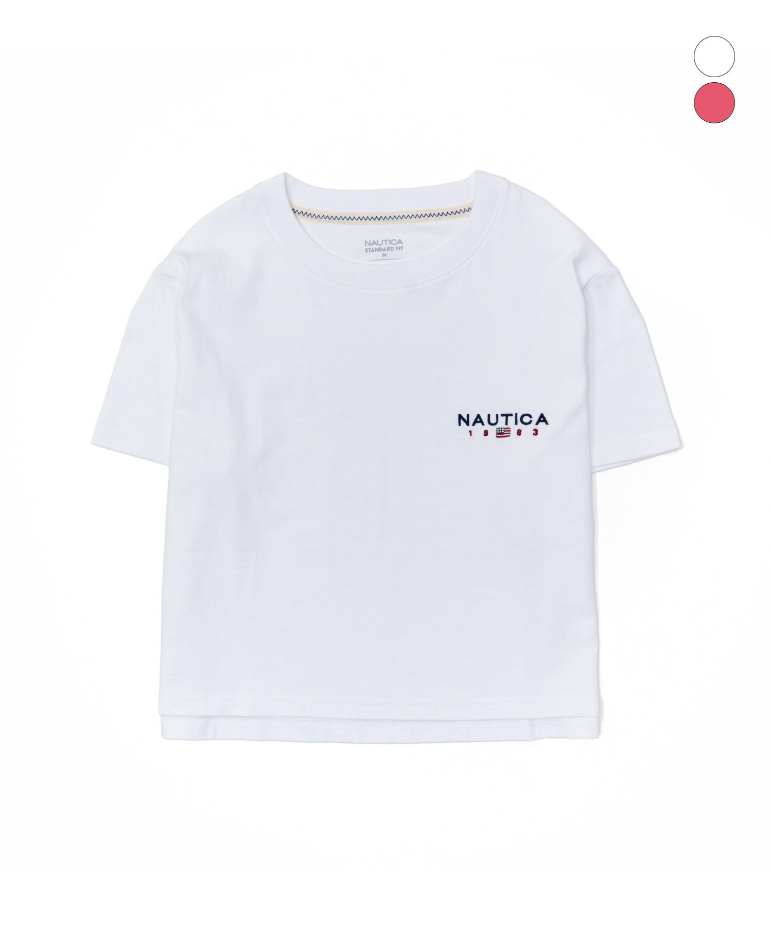 Notica 83 Flag Small Logo Crop Short Sleeve Tee White