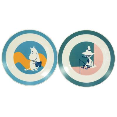 Yamaka Shoten MOOMIN Dinnerware Pair of Plates Featuring Moomin and 19cm Microwave Moomin Nordic Day Wedding Made In "Half Color" Set, Snufkin,
